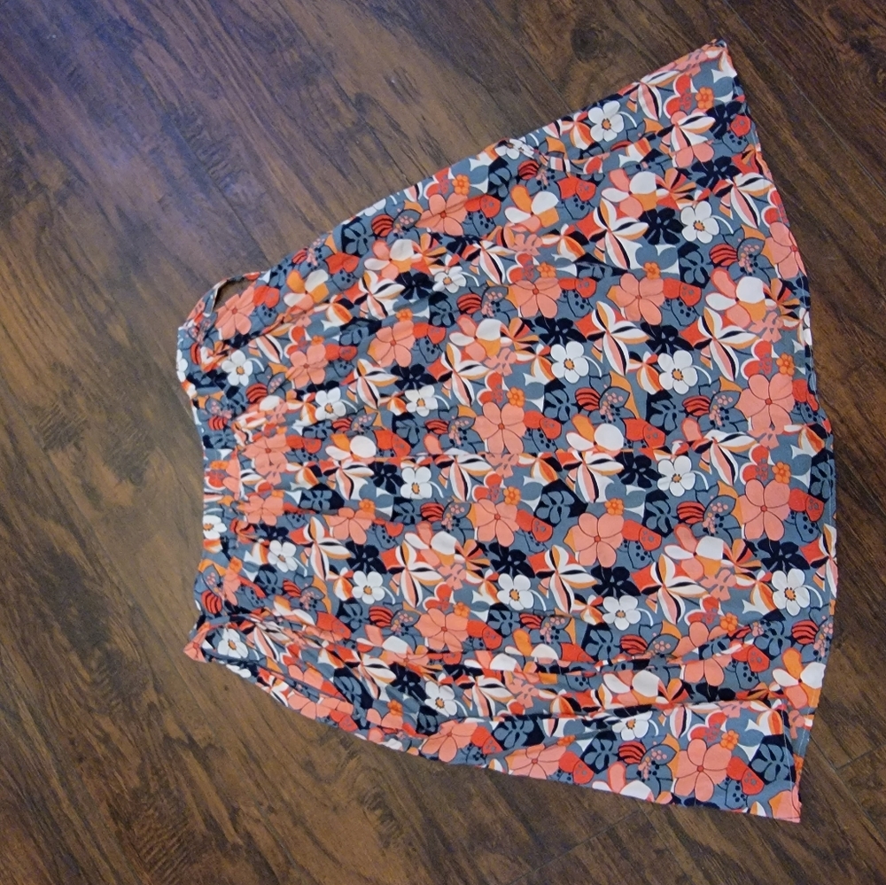 Modcloth Floral Skirt with Ties Blue and Pink Size L